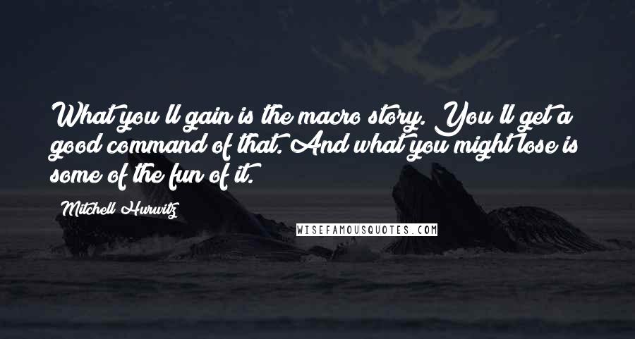 Mitchell Hurwitz Quotes: What you'll gain is the macro story. You'll get a good command of that. And what you might lose is some of the fun of it.