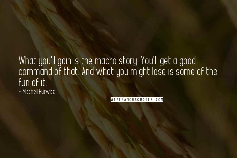 Mitchell Hurwitz Quotes: What you'll gain is the macro story. You'll get a good command of that. And what you might lose is some of the fun of it.