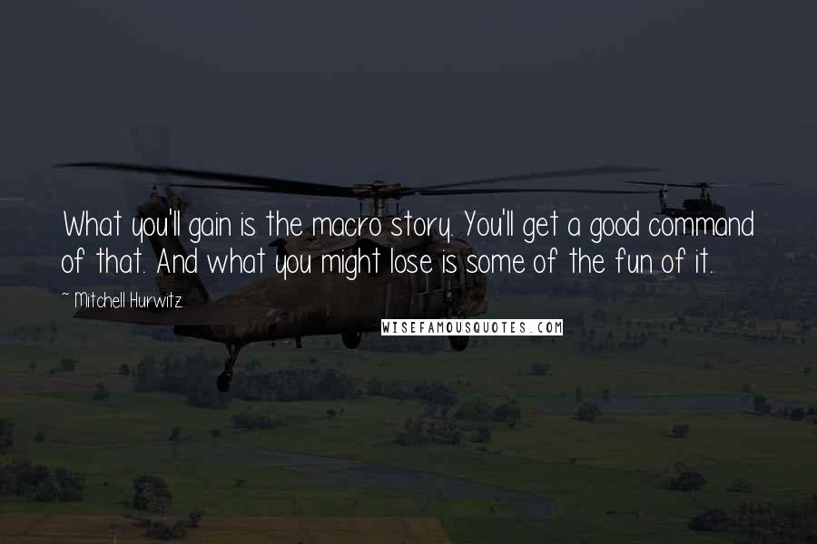 Mitchell Hurwitz Quotes: What you'll gain is the macro story. You'll get a good command of that. And what you might lose is some of the fun of it.