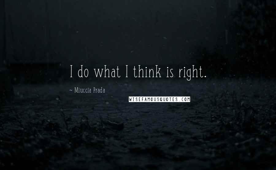 Miuccia Prada Quotes: I do what I think is right.