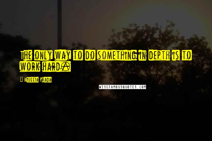 Miuccia Prada Quotes: The only way to do something in depth is to work hard.