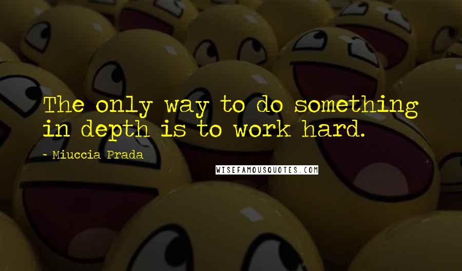 Miuccia Prada Quotes: The only way to do something in depth is to work hard.