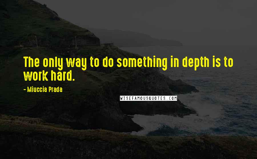 Miuccia Prada Quotes: The only way to do something in depth is to work hard.