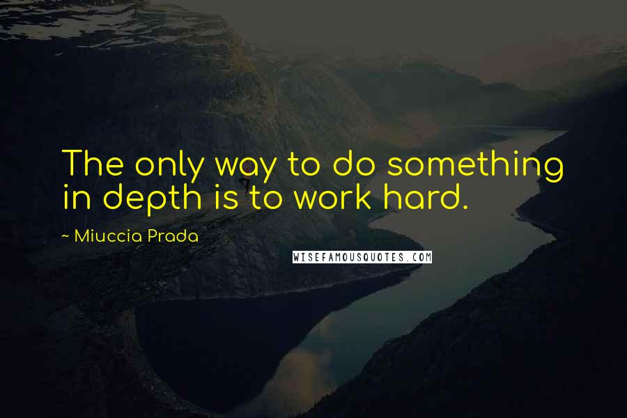 Miuccia Prada Quotes: The only way to do something in depth is to work hard.