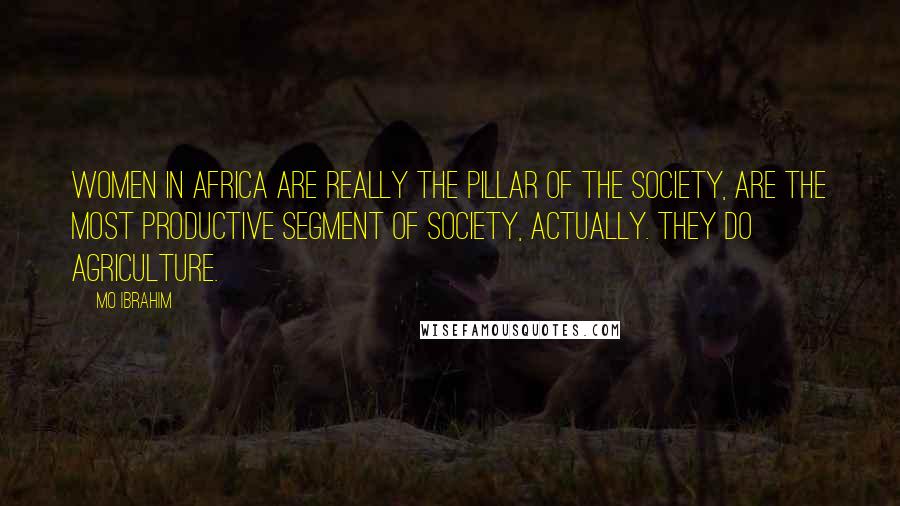 Mo Ibrahim Quotes: Women in Africa are really the pillar of the society, are the most productive segment of society, actually. They do agriculture.