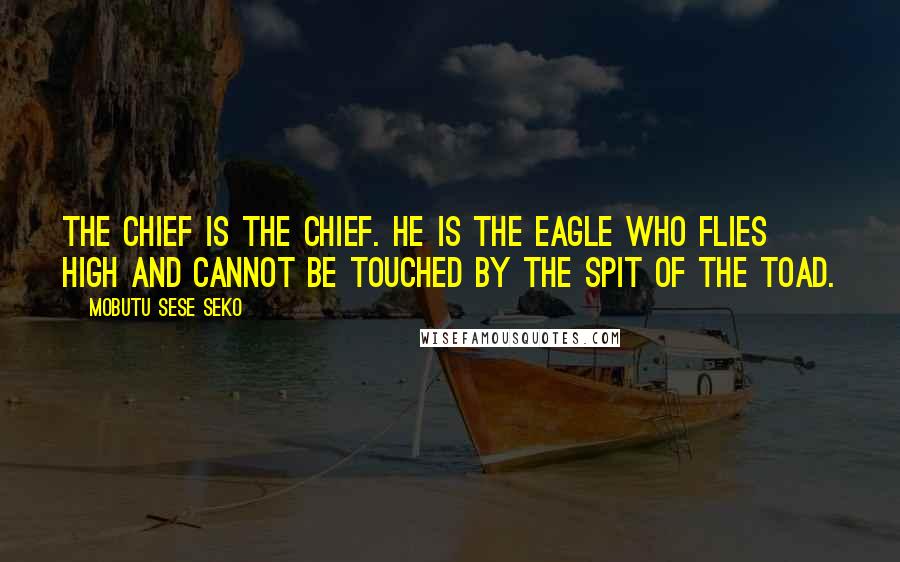 Mobutu Sese Seko Quotes: The chief is the chief. He is the eagle who flies high and cannot be touched by the spit of the toad.