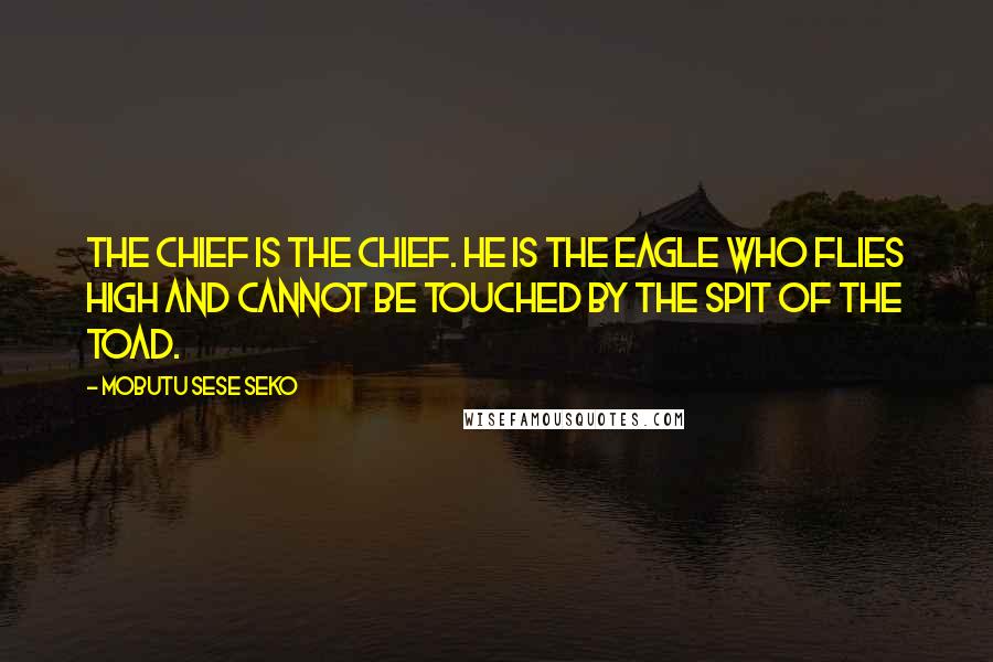 Mobutu Sese Seko Quotes: The chief is the chief. He is the eagle who flies high and cannot be touched by the spit of the toad.