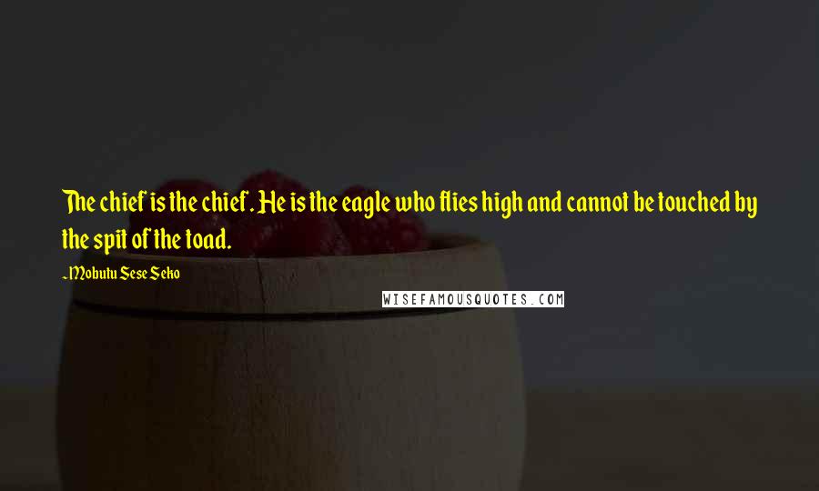 Mobutu Sese Seko Quotes: The chief is the chief. He is the eagle who flies high and cannot be touched by the spit of the toad.