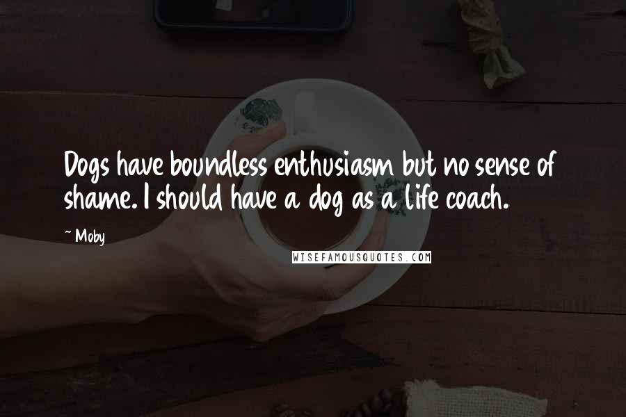 Moby Quotes: Dogs have boundless enthusiasm but no sense of shame. I should have a dog as a life coach.