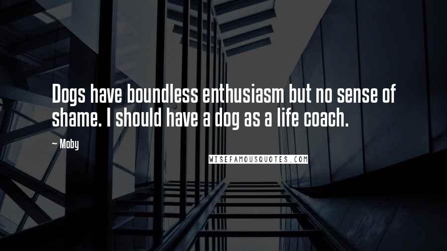 Moby Quotes: Dogs have boundless enthusiasm but no sense of shame. I should have a dog as a life coach.