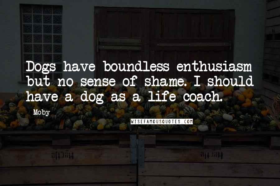 Moby Quotes: Dogs have boundless enthusiasm but no sense of shame. I should have a dog as a life coach.