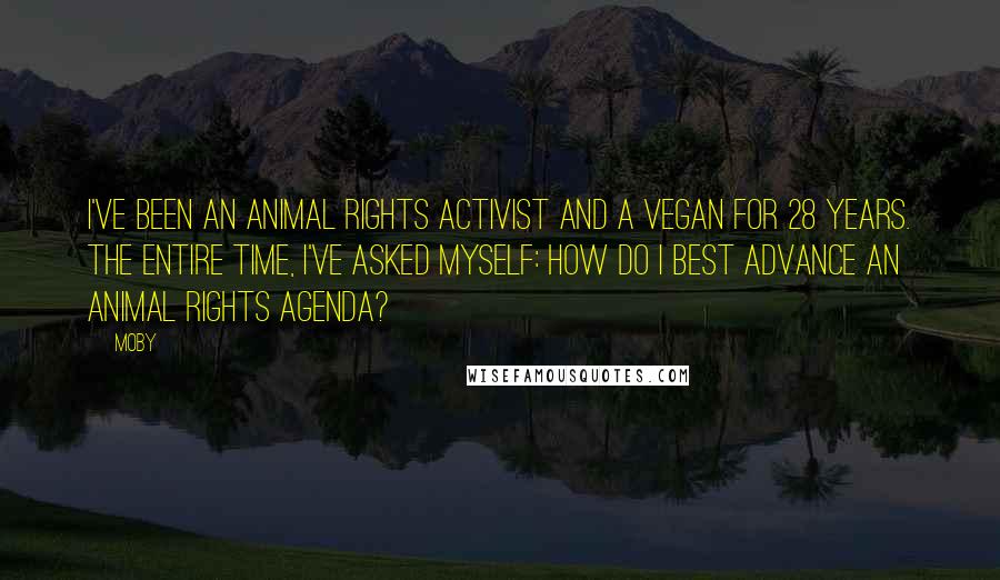 Moby Quotes: I've been an animal rights activist and a vegan for 28 years. The entire time, I've asked myself: How do I best advance an animal rights agenda?