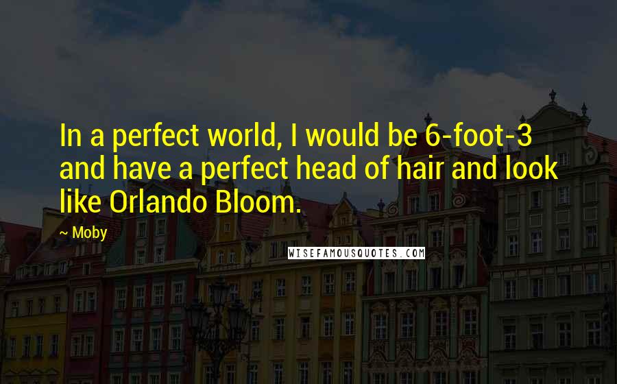 Moby Quotes: In a perfect world, I would be 6-foot-3 and have a perfect head of hair and look like Orlando Bloom.