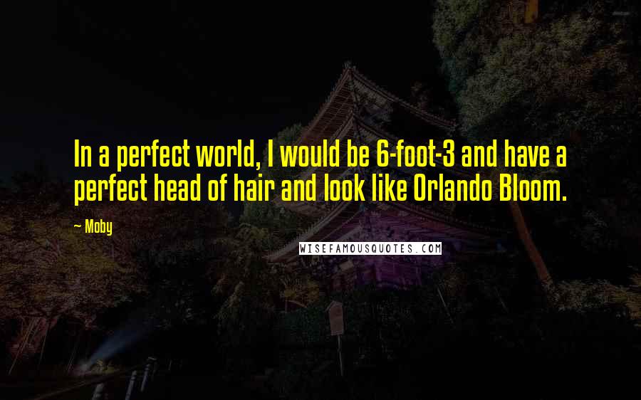 Moby Quotes: In a perfect world, I would be 6-foot-3 and have a perfect head of hair and look like Orlando Bloom.