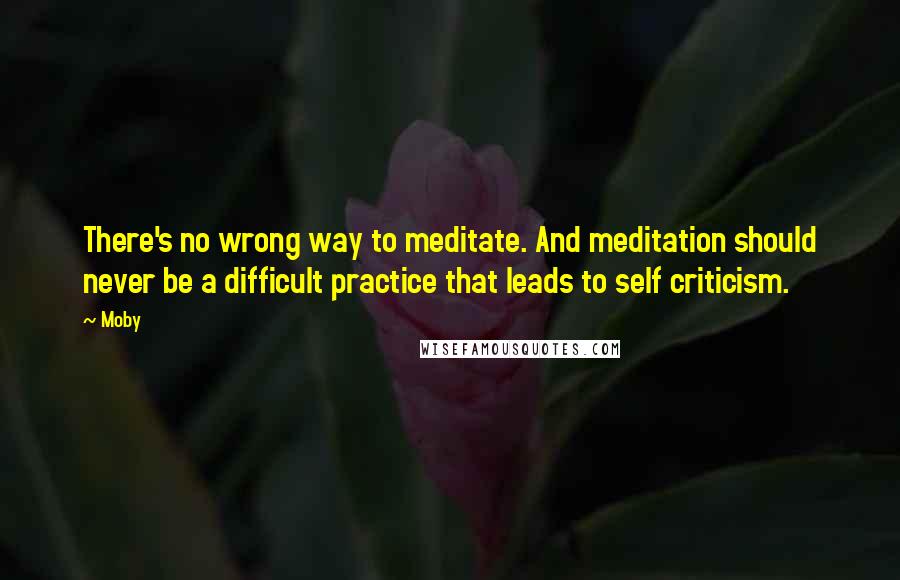 Moby Quotes: There's no wrong way to meditate. And meditation should never be a difficult practice that leads to self criticism.