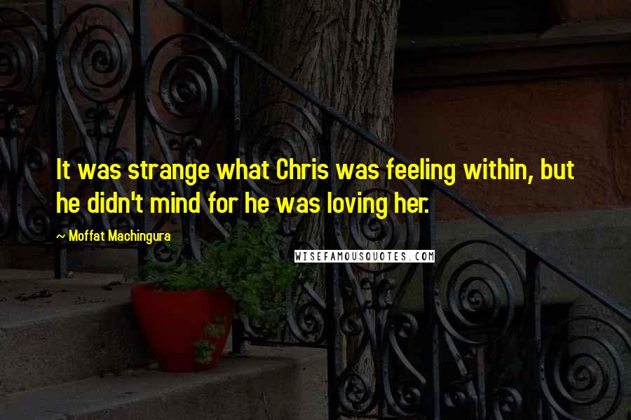 Moffat Machingura Quotes: It was strange what Chris was feeling within, but he didn't mind for he was loving her.