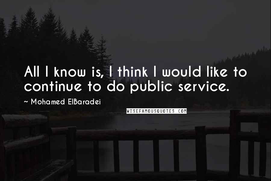 Mohamed ElBaradei Quotes: All I know is, I think I would like to continue to do public service.