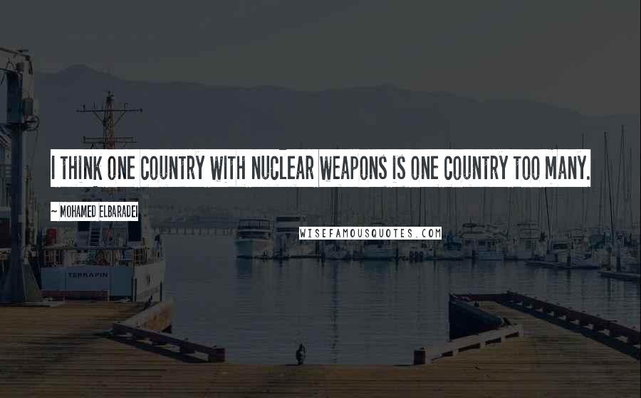 Mohamed ElBaradei Quotes: I think one country with nuclear weapons is one country too many.