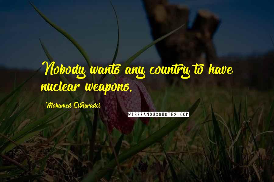 Mohamed ElBaradei Quotes: Nobody wants any country to have nuclear weapons.