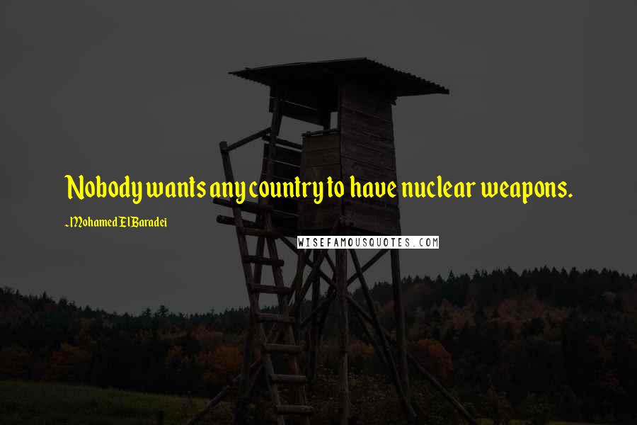 Mohamed ElBaradei Quotes: Nobody wants any country to have nuclear weapons.