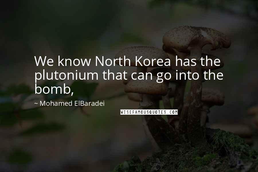 Mohamed ElBaradei Quotes: We know North Korea has the plutonium that can go into the bomb,