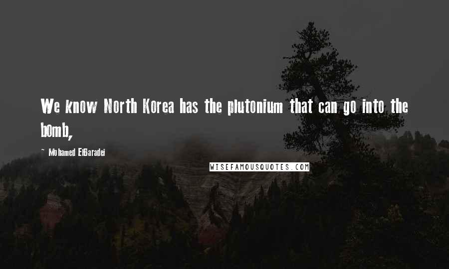 Mohamed ElBaradei Quotes: We know North Korea has the plutonium that can go into the bomb,