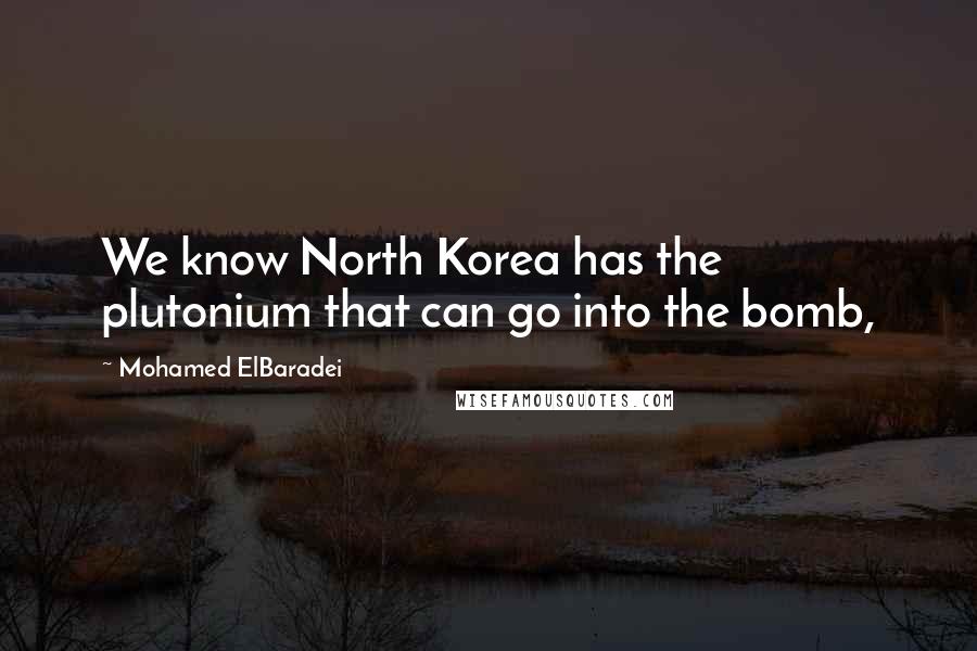 Mohamed ElBaradei Quotes: We know North Korea has the plutonium that can go into the bomb,