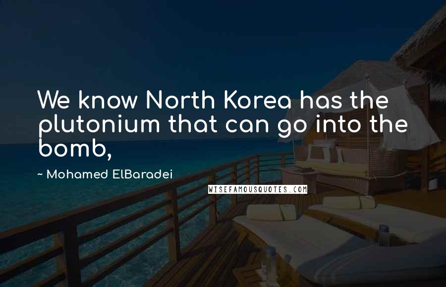 Mohamed ElBaradei Quotes: We know North Korea has the plutonium that can go into the bomb,