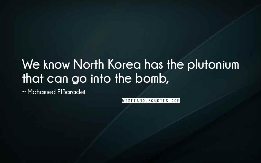 Mohamed ElBaradei Quotes: We know North Korea has the plutonium that can go into the bomb,
