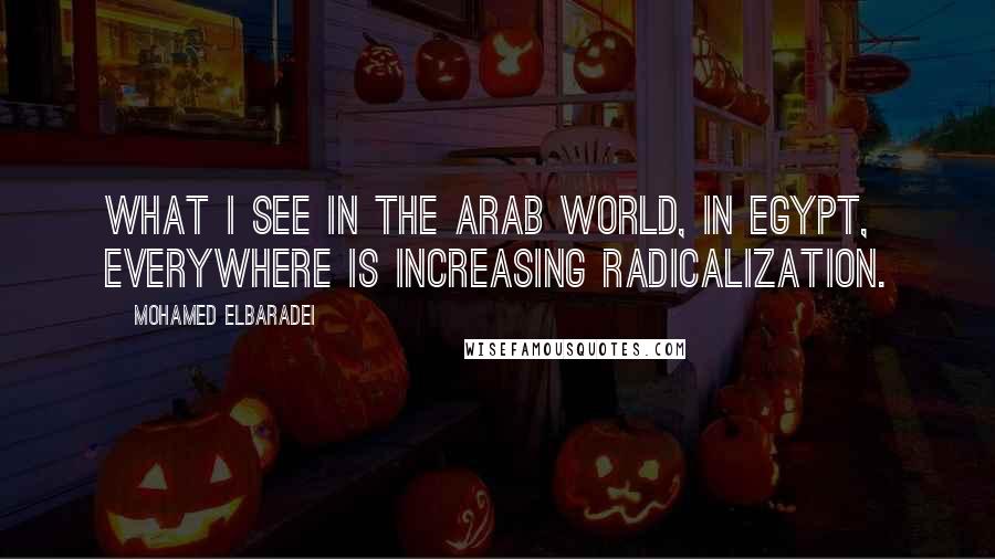 Mohamed ElBaradei Quotes: What I see in the Arab world, in Egypt, everywhere is increasing radicalization.