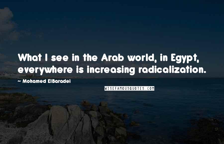 Mohamed ElBaradei Quotes: What I see in the Arab world, in Egypt, everywhere is increasing radicalization.