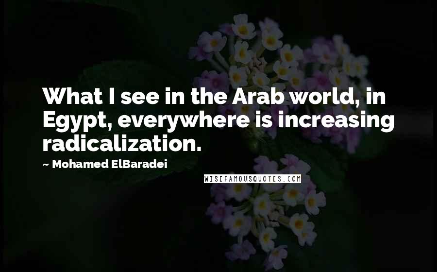 Mohamed ElBaradei Quotes: What I see in the Arab world, in Egypt, everywhere is increasing radicalization.