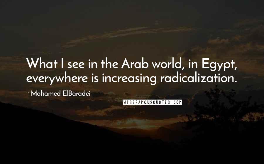 Mohamed ElBaradei Quotes: What I see in the Arab world, in Egypt, everywhere is increasing radicalization.