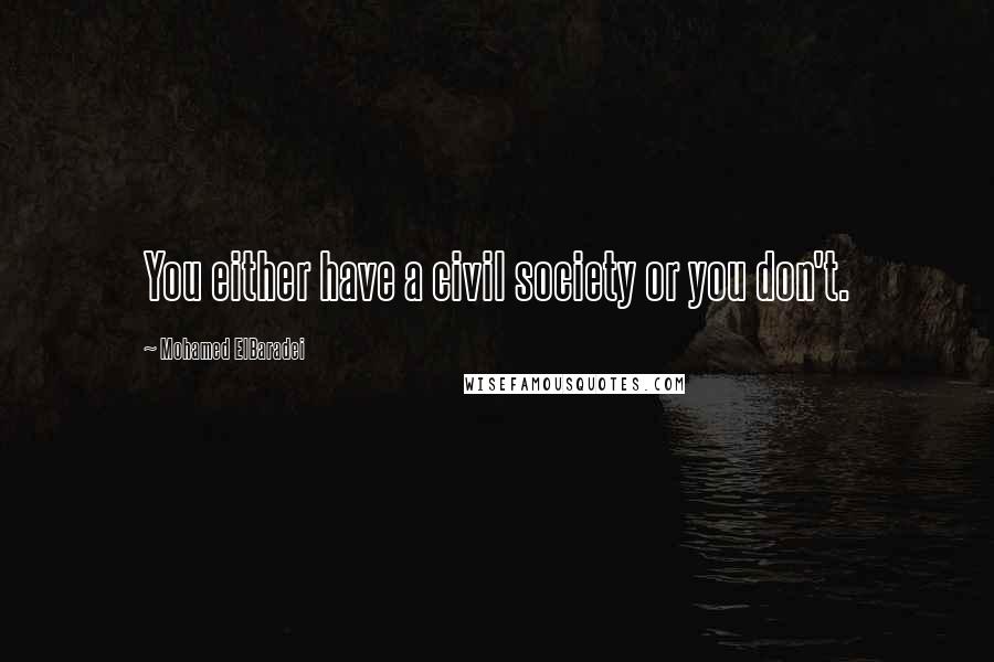 Mohamed ElBaradei Quotes: You either have a civil society or you don't.