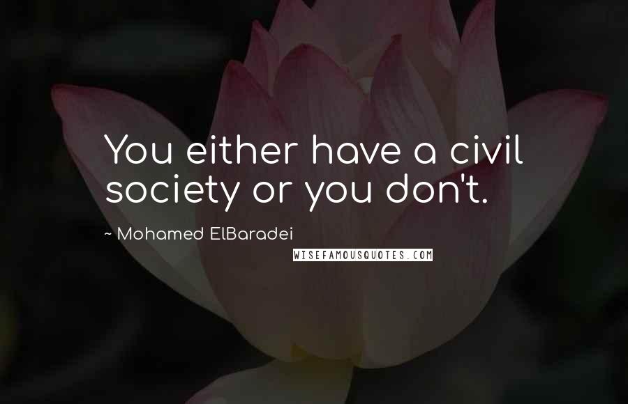 Mohamed ElBaradei Quotes: You either have a civil society or you don't.