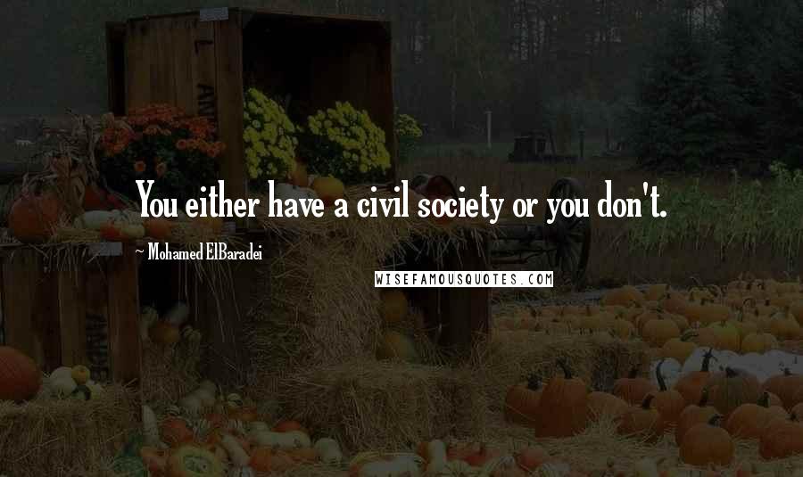 Mohamed ElBaradei Quotes: You either have a civil society or you don't.