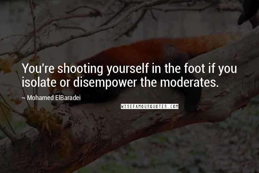 Mohamed ElBaradei Quotes: You're shooting yourself in the foot if you isolate or disempower the moderates.