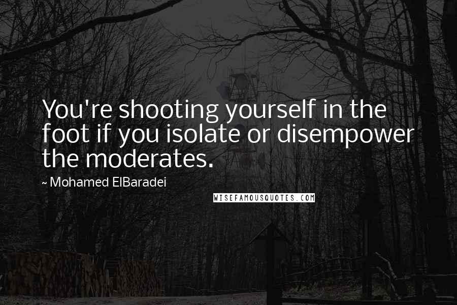 Mohamed ElBaradei Quotes: You're shooting yourself in the foot if you isolate or disempower the moderates.