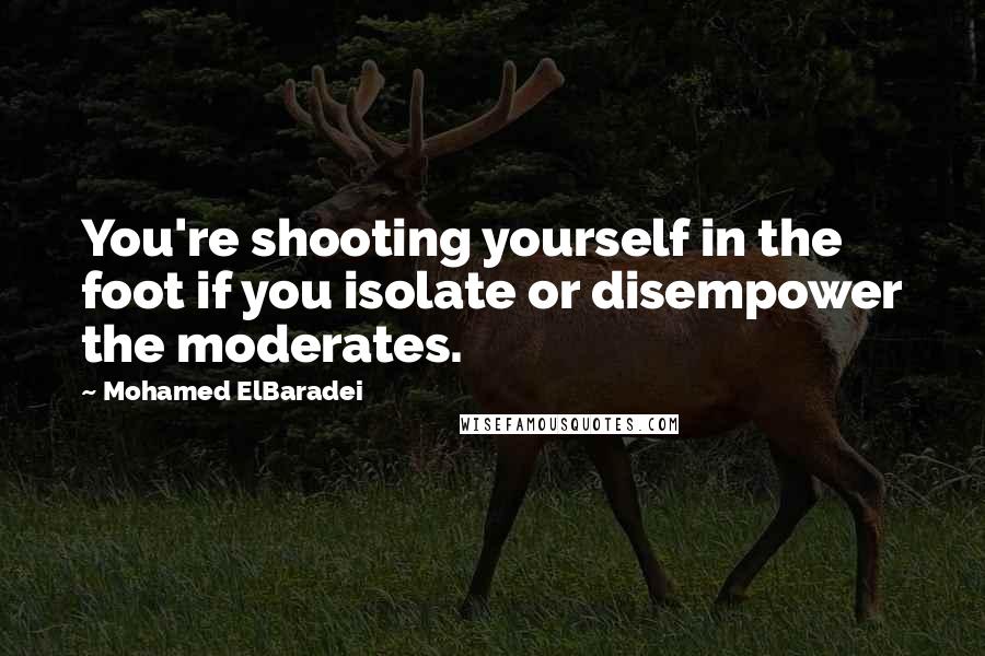 Mohamed ElBaradei Quotes: You're shooting yourself in the foot if you isolate or disempower the moderates.