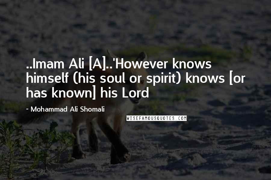 Mohammad Ali Shomali Quotes: ..Imam Ali [A]..'However knows himself (his soul or spirit) knows [or has known] his Lord