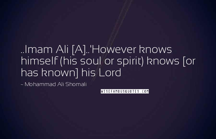 Mohammad Ali Shomali Quotes: ..Imam Ali [A]..'However knows himself (his soul or spirit) knows [or has known] his Lord
