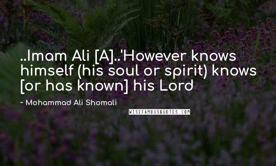 Mohammad Ali Shomali Quotes: ..Imam Ali [A]..'However knows himself (his soul or spirit) knows [or has known] his Lord