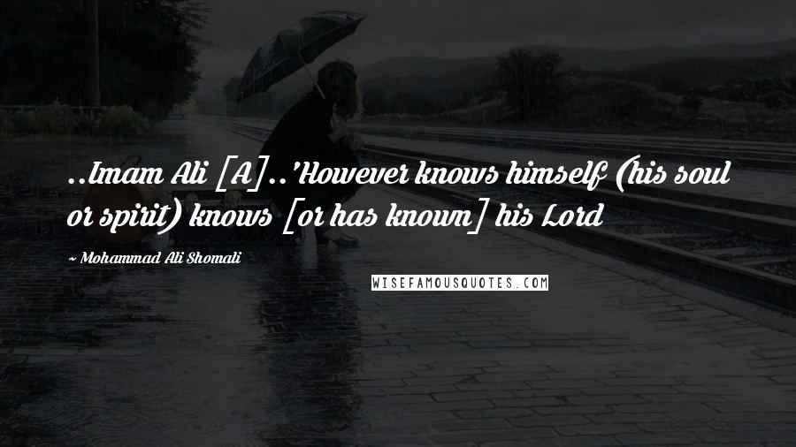 Mohammad Ali Shomali Quotes: ..Imam Ali [A]..'However knows himself (his soul or spirit) knows [or has known] his Lord