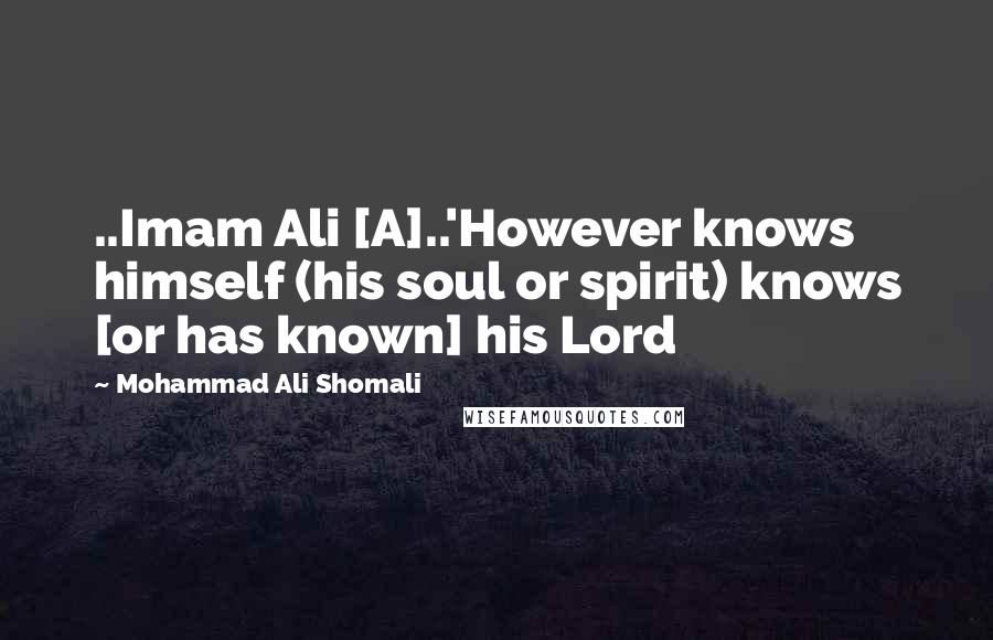 Mohammad Ali Shomali Quotes: ..Imam Ali [A]..'However knows himself (his soul or spirit) knows [or has known] his Lord