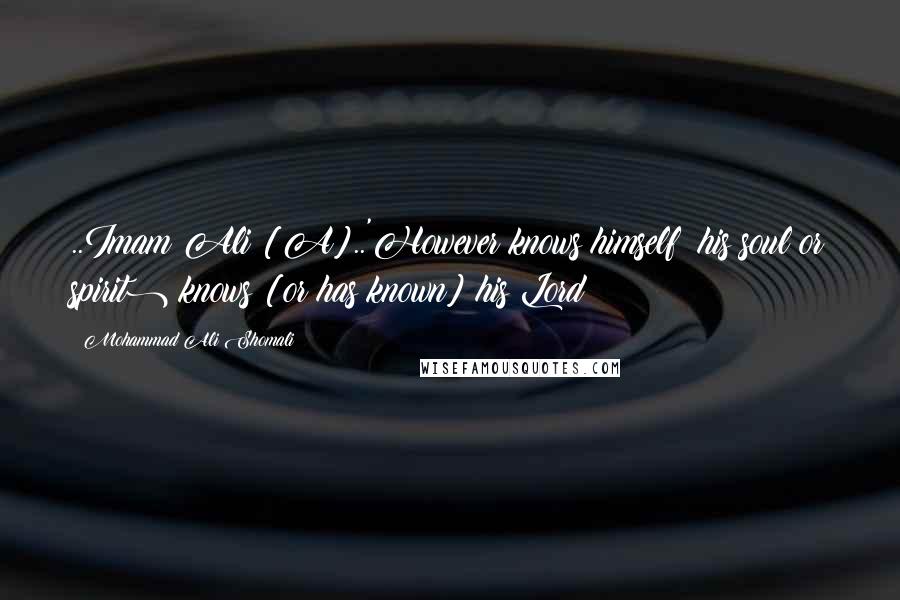 Mohammad Ali Shomali Quotes: ..Imam Ali [A]..'However knows himself (his soul or spirit) knows [or has known] his Lord