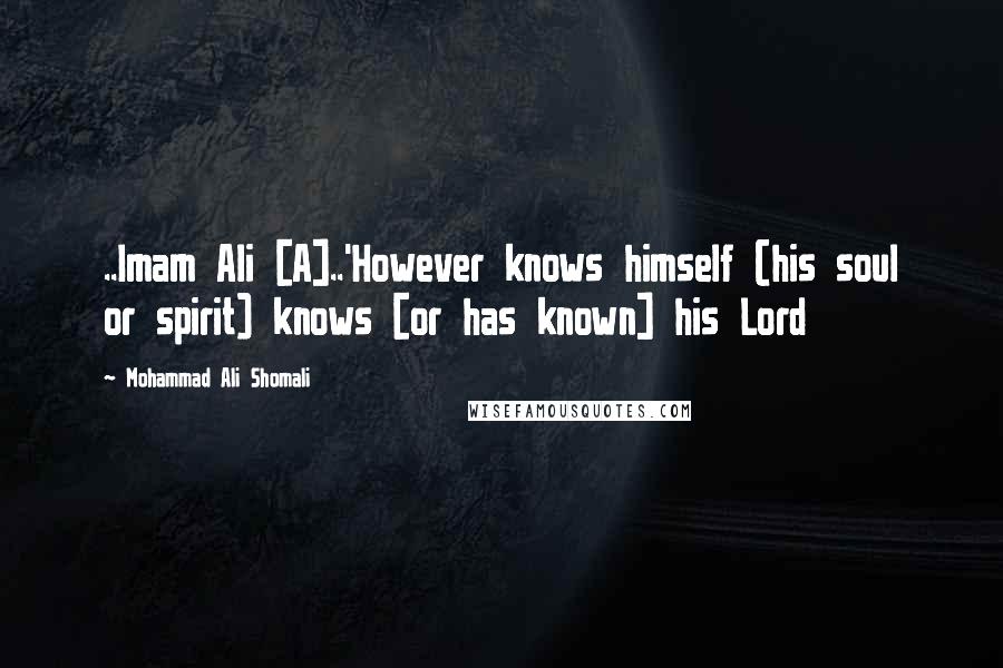 Mohammad Ali Shomali Quotes: ..Imam Ali [A]..'However knows himself (his soul or spirit) knows [or has known] his Lord