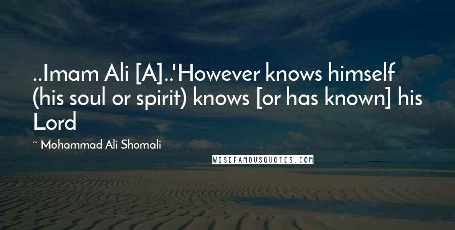 Mohammad Ali Shomali Quotes: ..Imam Ali [A]..'However knows himself (his soul or spirit) knows [or has known] his Lord