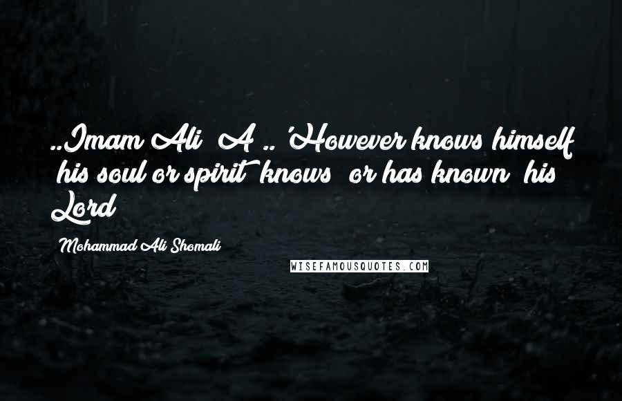 Mohammad Ali Shomali Quotes: ..Imam Ali [A]..'However knows himself (his soul or spirit) knows [or has known] his Lord