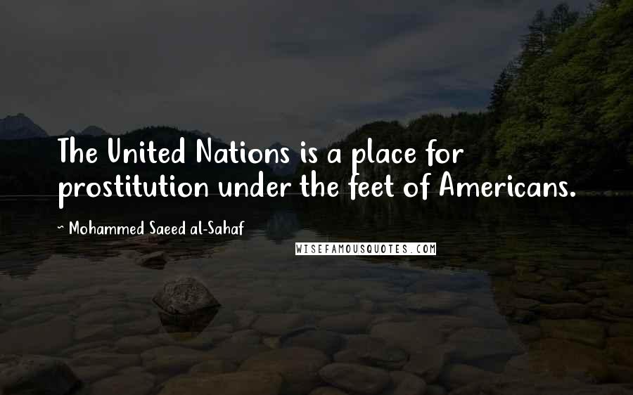 Mohammed Saeed Al-Sahaf Quotes: The United Nations is a place for prostitution under the feet of Americans.