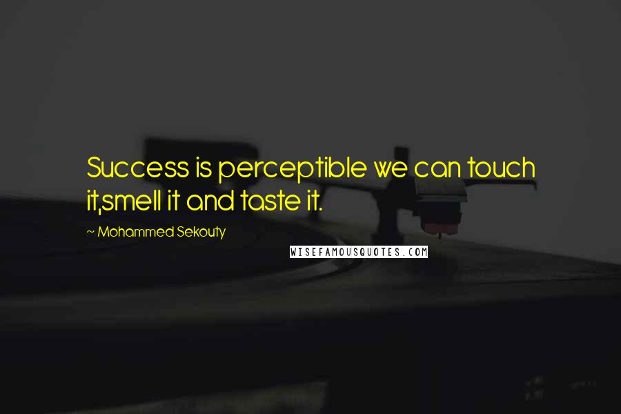 Mohammed Sekouty Quotes: Success is perceptible we can touch it,smell it and taste it.